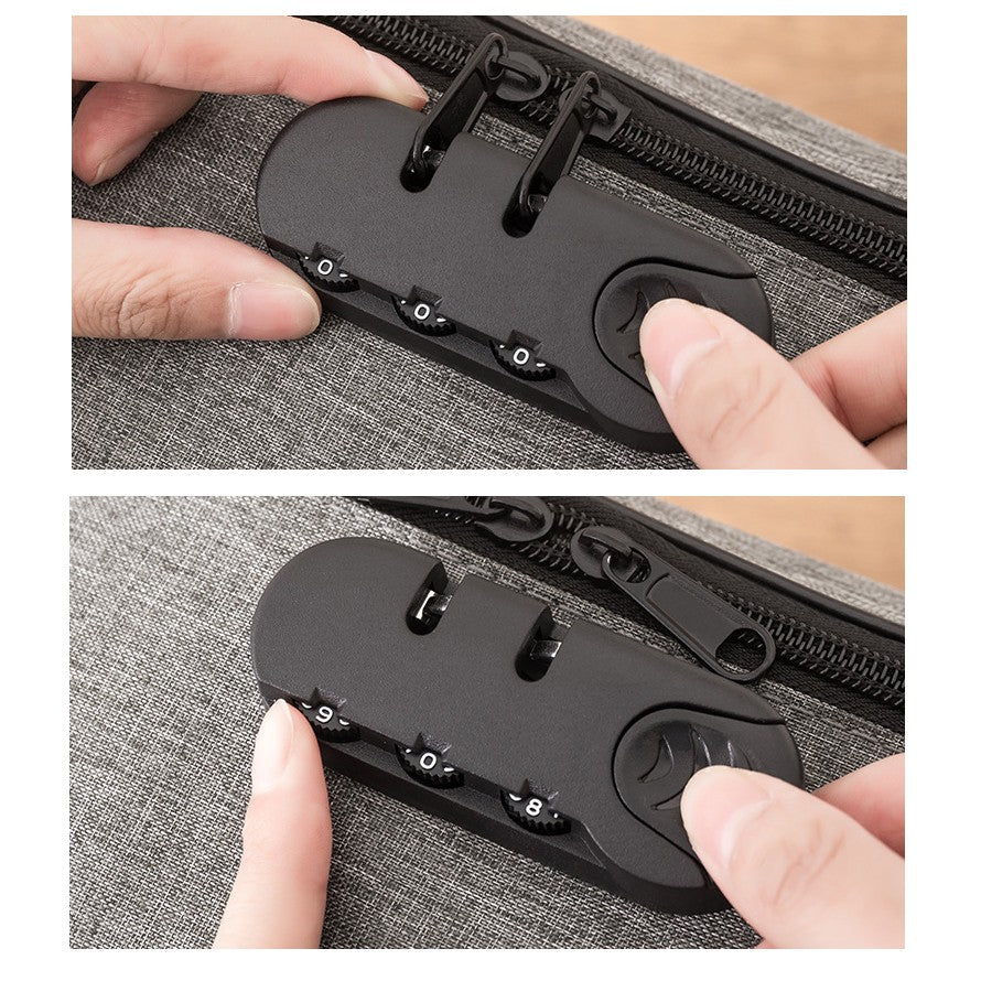 Geanta selexmo pentru Depozitare Acte si Documente, Facturi, Carduri, cu Cod de Securitate, 2 Compartimente, Impermeabila, 37 x 10.5 x 27 cm, Gri