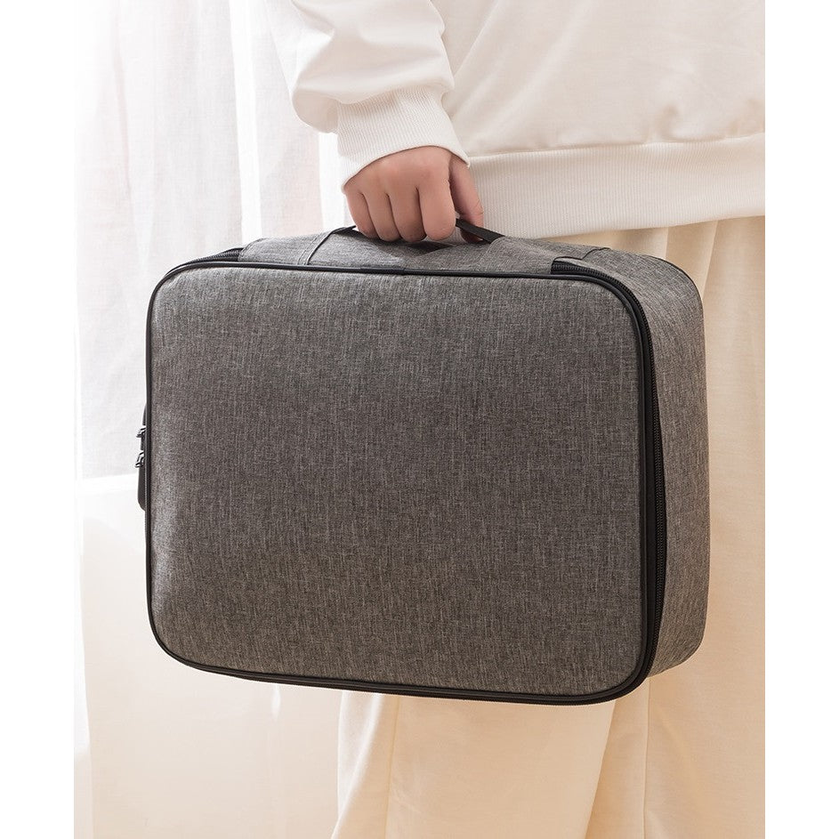Geanta selexmo pentru Depozitare Acte si Documente, Facturi, Carduri, cu Cod de Securitate, 2 Compartimente, Impermeabila, 37 x 10.5 x 27 cm, Gri