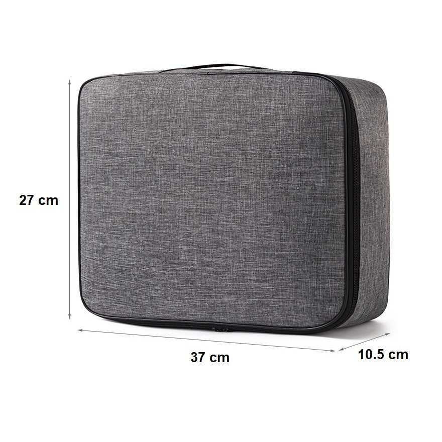 Geanta selexmo pentru Depozitare Acte si Documente, Facturi, Carduri, cu Cod de Securitate, 2 Compartimente, Impermeabila, 37 x 10.5 x 27 cm, Gri