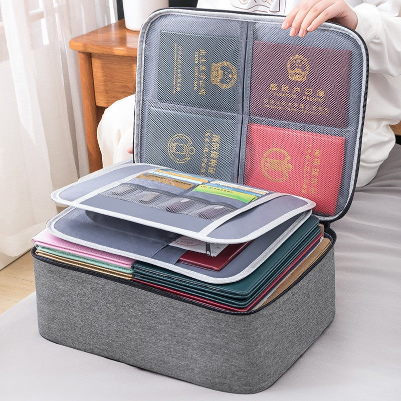 Geanta selexmo pentru Depozitare Acte si Documente, Facturi, Carduri, cu Cod de Securitate, 2 Compartimente, Impermeabila, 37 x 10.5 x 27 cm, Gri