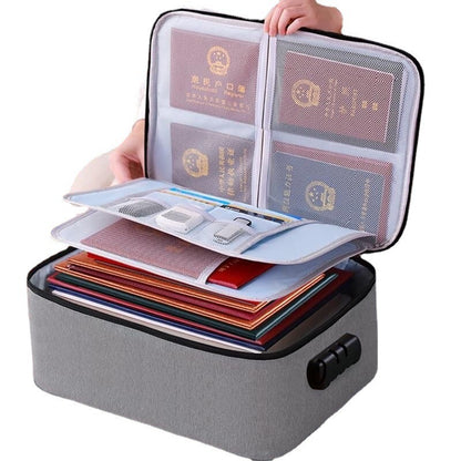 Geanta selexmo pentru Depozitare Acte si Documente, Facturi, Carduri, cu Cod de Securitate, 2 Compartimente, Impermeabila, 37 x 10.5 x 27 cm, Gri