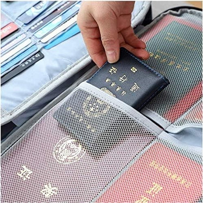 Geanta selexmo pentru Depozitare Acte si Documente, Facturi, Carduri, cu Cod de Securitate, 5 Compartimente, Impermeabila, 37 x 20 x 27 cm, Gri