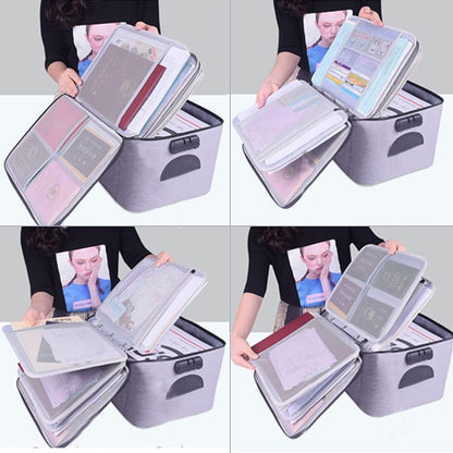 Geanta selexmo pentru Depozitare Acte si Documente, Facturi, Carduri, cu Cod de Securitate, 5 Compartimente, Impermeabila, 37 x 20 x 27 cm, Gri