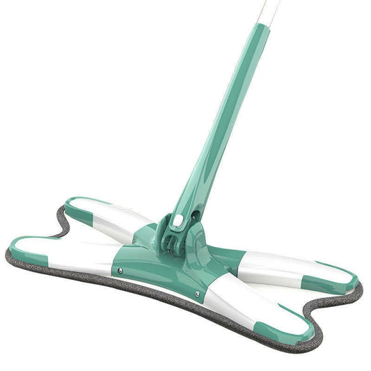 Mop Plat cu Laveta din Microfibra, selexmo, Pentru Uz Casnic, Sistem de Stoarcere X, Tija Telescopica 140 cm, Rotire 360°,38 x 140 cm, Verde
