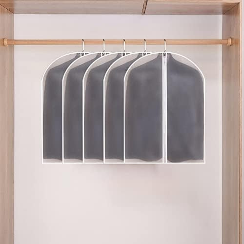 Set 5 Huse de Depozitare cu Fermoar, selexmo, pentru Haine, de Protectie, pentru Voiaj, Netesut, Rezistent la Praf, 60x80 cm, Transparent-Alb