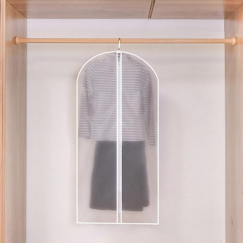 Set 5 Huse de Depozitare cu Fermoar, selexmo, pentru Haine, de Protectie, pentru Voiaj, Netesut, Rezistent la Praf, 60x120 cm, Transparent-Alb