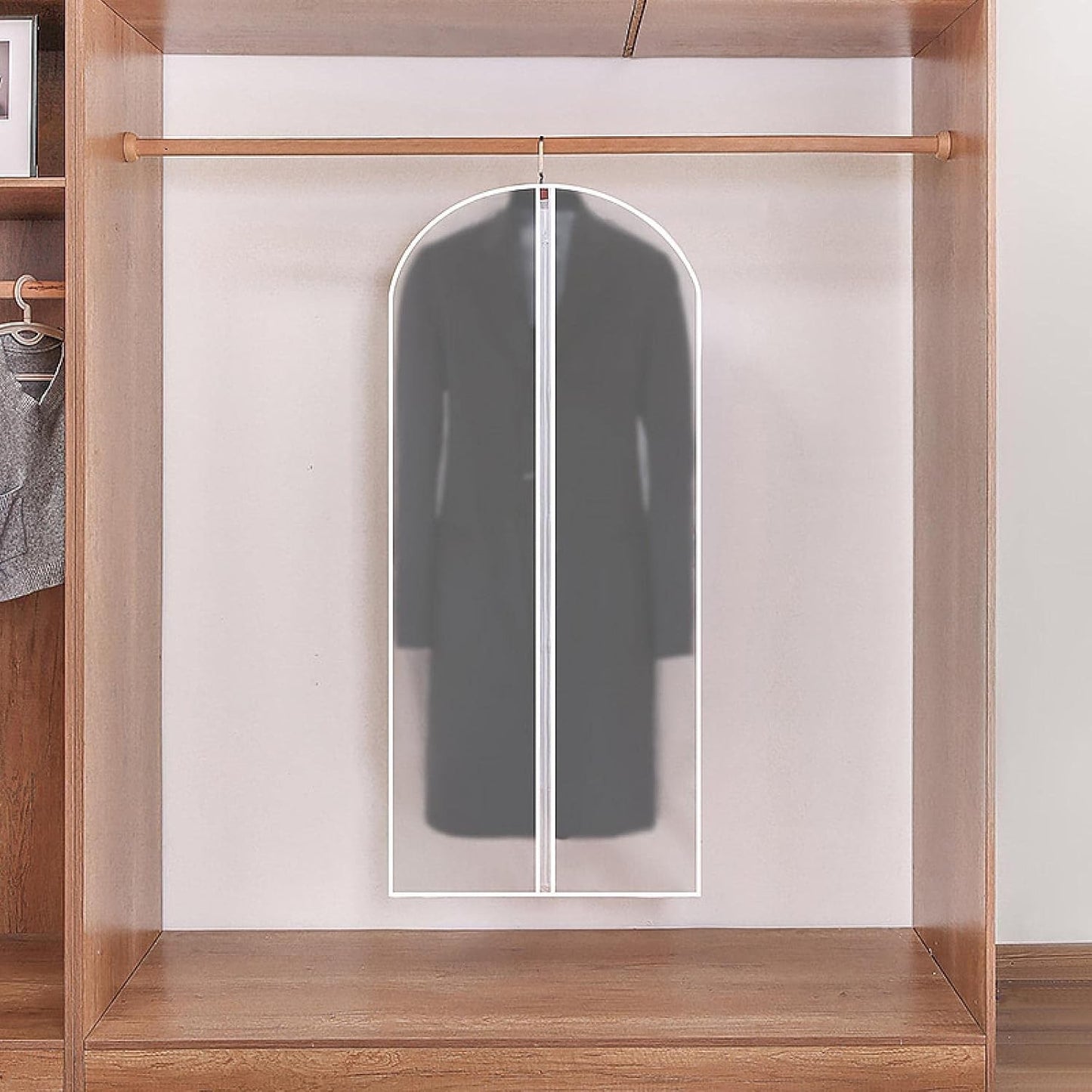 Set 5 Husa de Depozitare cu Fermoar, selexmo, pentru Haine, de Protectie, pentru Voiaj, Netesut, Rezistent la Praf, 60x140 cm, Transparent-Alb