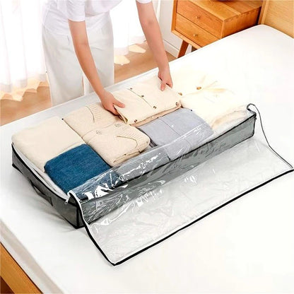 Husa de Depozitare, selexmo, Intrebuintare Multipla, Pliabila, cu Fermoar Bidirectional si Fereastra Deasupra Transparenta, Manere Laterale, Lavabila, 100x50x15 cm, Gri