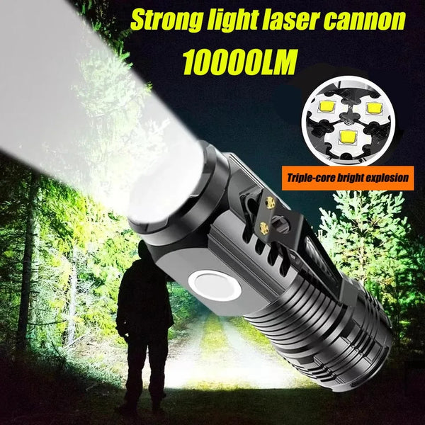 Mini Lanternă Tactică 3xLED - Ultra Puternică și Magnetică