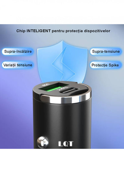 Incarcator Auto Bricheta Mini  SELEXMO®  - Invizibil 100W