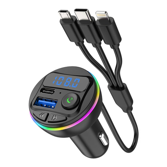 Modulator FM Auto Bluetooth 5.0, MP3 Player, Încărcător Fast Charge USB QC 3.0 + Type-C PD 20W, 3 Mufe de Încărcare, Handsfree Car Kit, Adaptor FM Mașină, Sunet Hi-Fi, Negru – Selexmo™