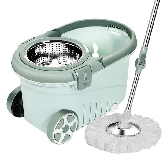 Set mop rotativ cu galeata selexmo, material plastic si microfibra, o rezerva inclusa, rezistent, cu dop scurgere, vas detasabil, orificiu pentru solutie, pentru interior, capacitate 8 l, verde