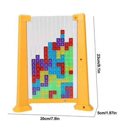 Joc de inteligenta Tetris puzzle tangram, 70 de piese multicolore, 3D, montessori, interactiv, din plastic, zar inclus, sac depozitare piese, varsta peste 6 ani