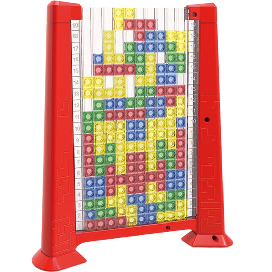 Joc de inteligenta Tetris puzzle tangram, 70 de piese multicolore, 3D, montessori, interactiv, din plastic, zar inclus, sac depozitare piese, varsta peste 6 ani