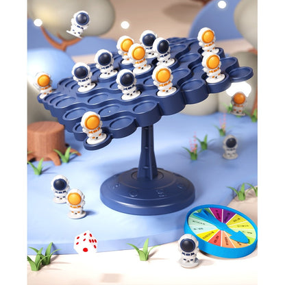 Joc Interactiv, Astronauti in Echilibru, +3 Ani, din Plastic, 50 de Pioni, Placa de Echilibru, Roata cu Pedepse, Zar