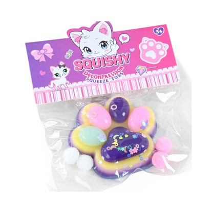 Jucarie Antistres Squishy, selexmo, cu Revenire Lenta, Labuta de Pisica Pufoasa, 7.5 cm, Ambalaj Transparent, Model 27051, Multicolor