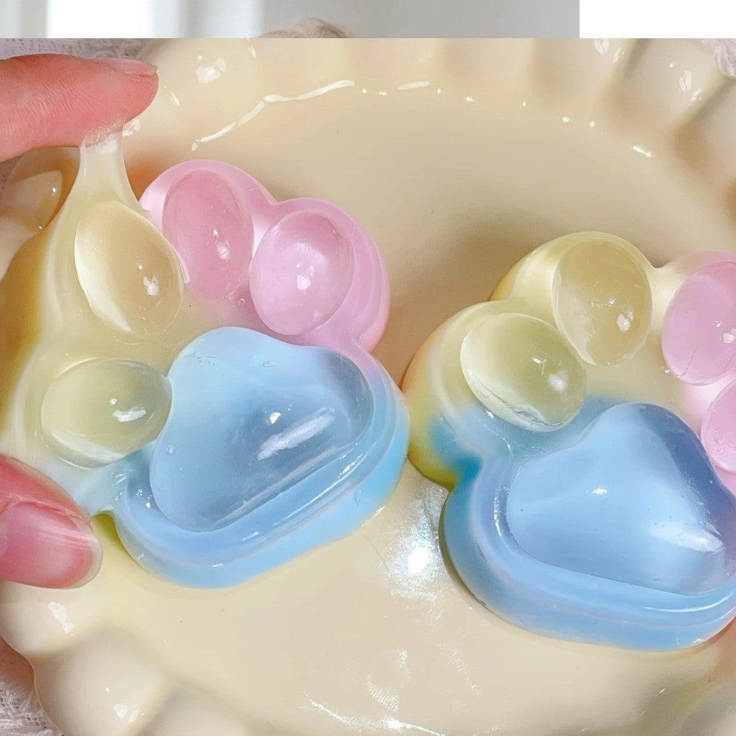 Jucarie Antistres Squishy, selexmo, cu Revenire Lenta, Labuta de Pisica Pufoasa, 7.5 cm, Ambalaj Transparent, Model 27054, Multicolor