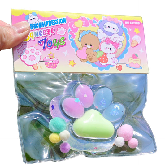 Jucarie Antistres Squishy, selexmo, cu Revenire Lenta, Labuta de Pisica Pufoasa, 7.5 cm, Ambalaj Transparent, Model 27055, Multicolor