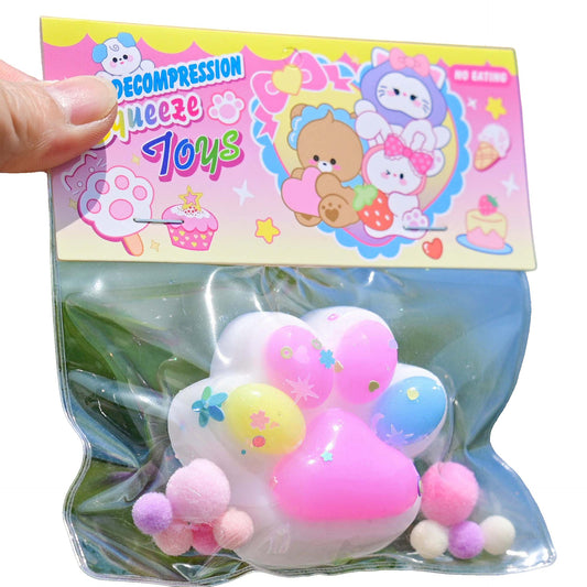 Jucarie Antistres Squishy, selexmo, cu Revenire Lenta, Labuta de Pisica Pufoasa, 7.5 cm, Ambalaj Transparent, Model 27056, Multicolor