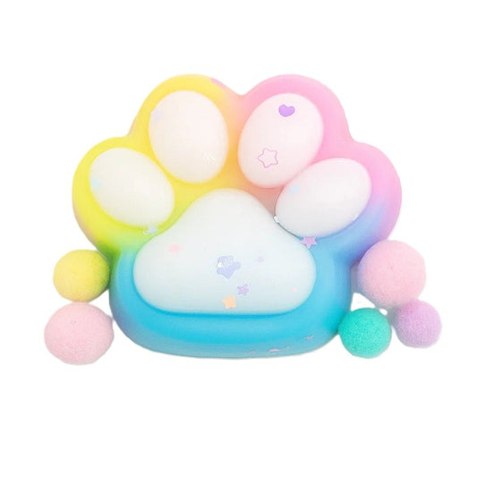 Jucarie Antistres Squishy, selexmo, cu Revenire Lenta, Labuta de Pisica Pufoasa, 7.5 cm, Ambalaj Transparent, Model 27058, Multicolor