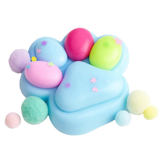 Jucarie Antistres Squishy, selexmo, cu Revenire Lenta, Labuta de Pisica Pufoasa, 7.5 cm, Ambalaj Transparent, Model 270510, Multicolor
