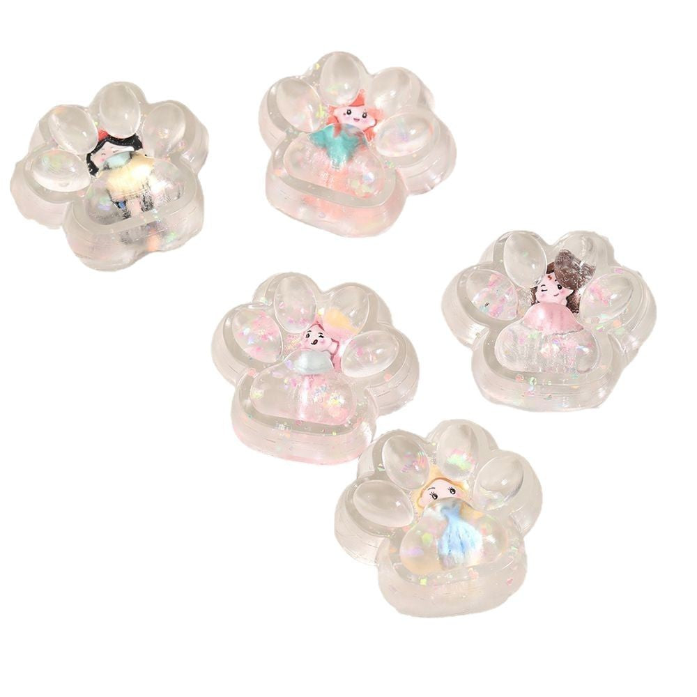 Jucarie Antistres Squishy, selexmo, Labuta de Pisica Pufoasa, cu Revenire Lenta, 7 x 6.5 cm, Model Printesa, Multicolor