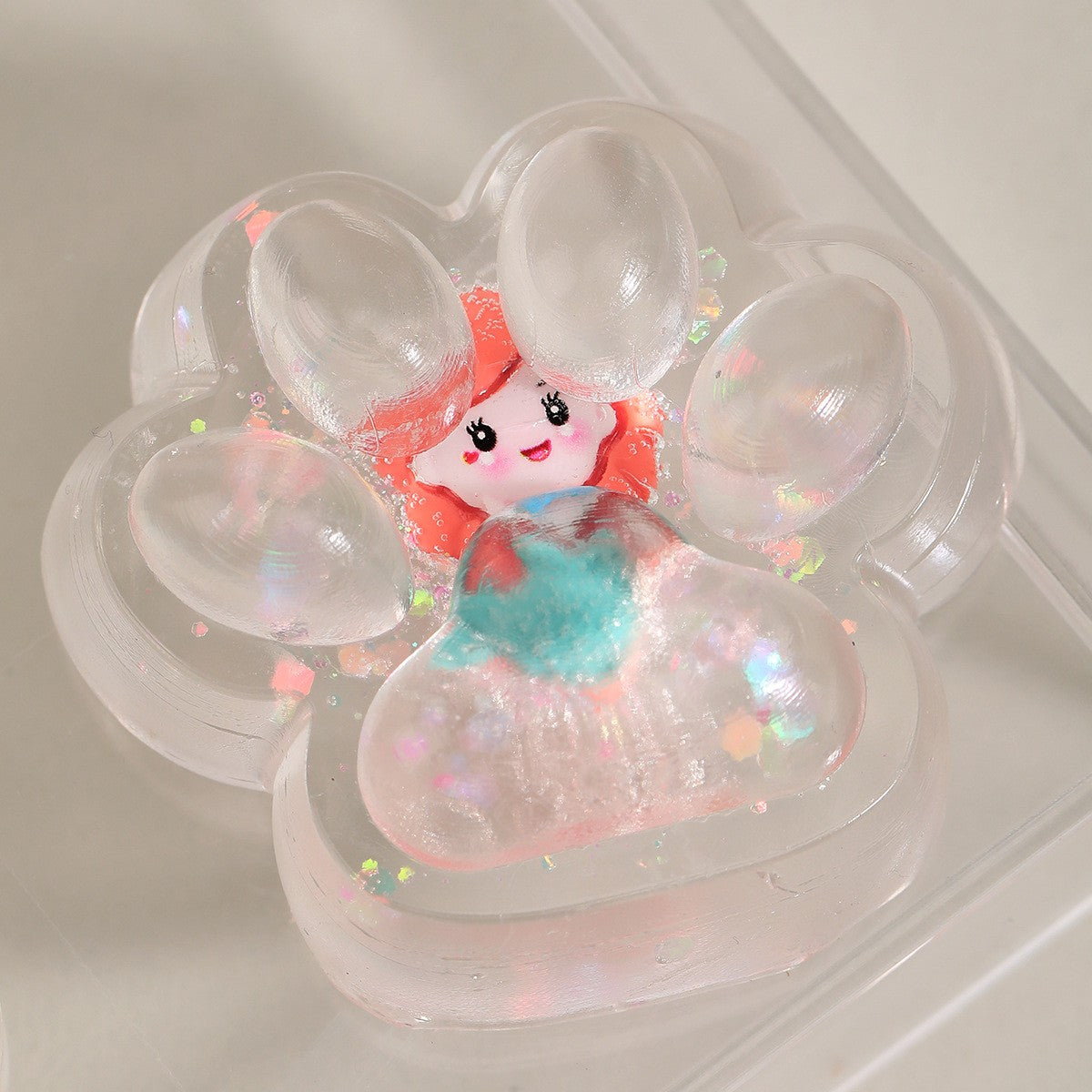 Jucarie Antistres Squishy, selexmo, Labuta de Pisica Pufoasa, cu Revenire Lenta, 7 x 6.5 cm, Model Printesa, Multicolor