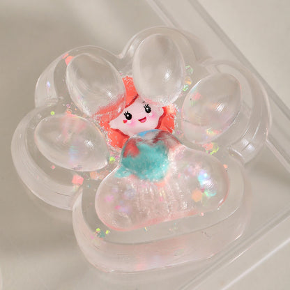 Jucarie Antistres Squishy, selexmo, Labuta de Pisica Pufoasa, cu Revenire Lenta, 7 x 6.5 cm, Model Printesa, Multicolor
