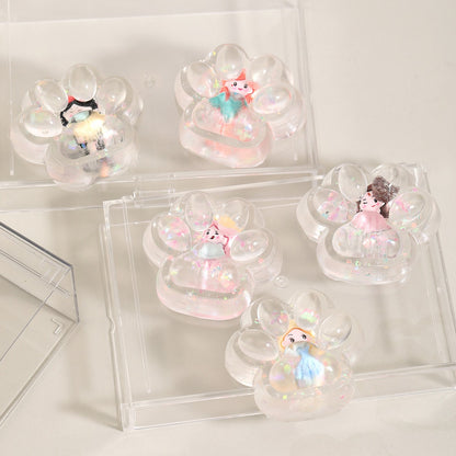 Jucarie Antistres Squishy, selexmo, Labuta de Pisica Pufoasa, cu Revenire Lenta, 7 x 6.5 cm, Model Printesa, Multicolor