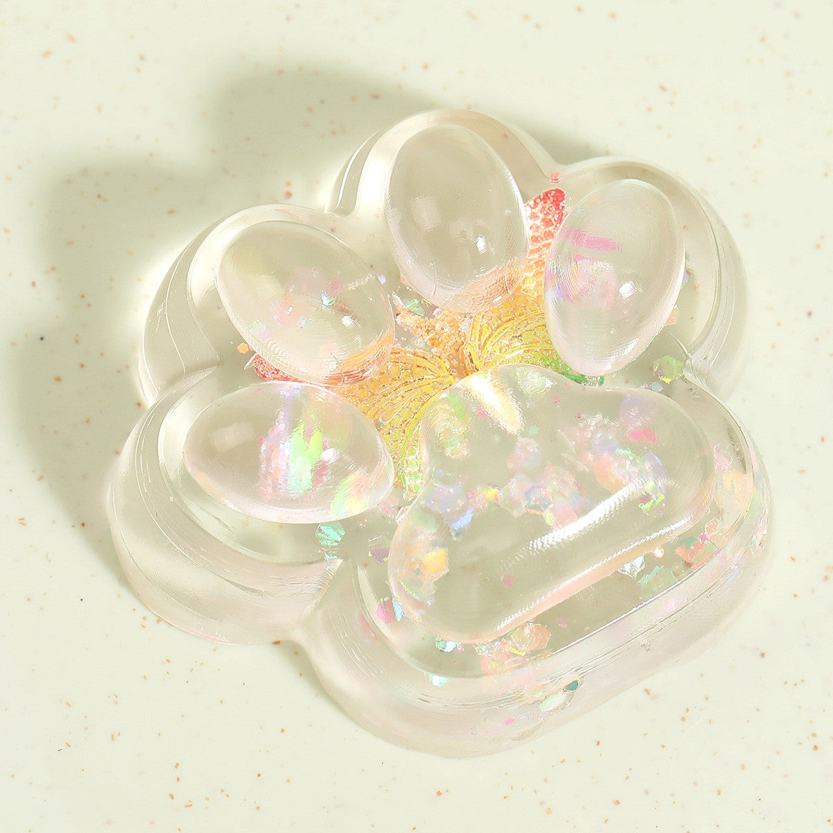 Jucarie Antistres Squishy, selexmo, Labuta de Pisica Pufoasa, cu Revenire Lenta, 7 x 6.5 cm, Model Fluturi, Multicolor