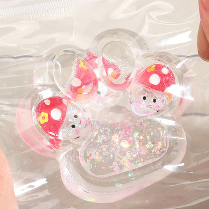 Jucarie Antistres Squishy, selexmo, Labuta de Pisica Pufoasa, cu Revenire Lenta, 7 x 6.5 cm, Model Ciuperca, Multicolor