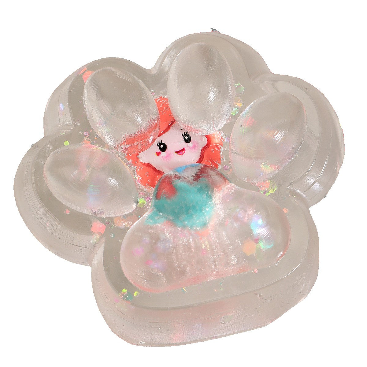 Jucarie Antistres Squishy, selexmo, Labuta de Pisica Pufoasa, cu Revenire Lenta, 7 x 6.5 cm, Model Printesa, Multicolor