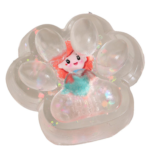 Jucarie Antistres Squishy, selexmo, Labuta de Pisica Pufoasa, cu Revenire Lenta, 7 x 6.5 cm, Model Printesa, Multicolor