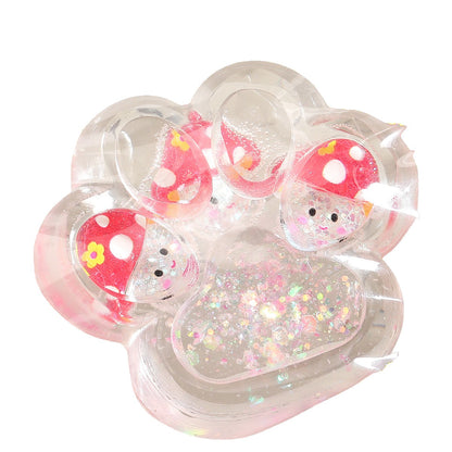 Jucarie Antistres Squishy, selexmo, Labuta de Pisica Pufoasa, cu Revenire Lenta, 7 x 6.5 cm, Model Ciuperca, Multicolor
