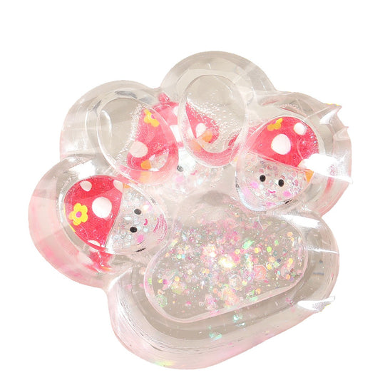 Jucarie Antistres Squishy, selexmo, Labuta de Pisica Pufoasa, cu Revenire Lenta, 7 x 6.5 cm, Model Ciuperca, Multicolor
