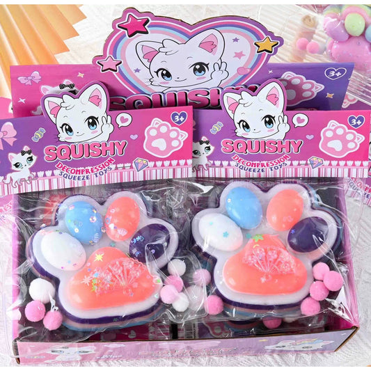 Jucarie Antistres Squishy, selexmo, cu Revenire Lenta, Squeeze Pinch Family, Model Cat Paw, 12.5x10.5 cm, 220g, Ambalaj Transparent, Model 5, Multicolor