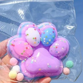 Jucarie Antistres Squishy, selexmo, cu Revenire Lenta, Squeeze Pinch Family, Model Cat Paw, 12.5x10.5 cm, 220g, Ambalaj Transparent, Model 7, Albastru Multicolor