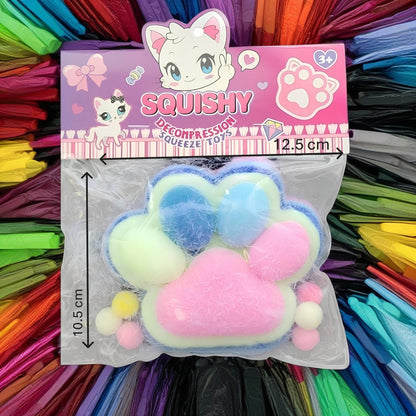 Jucarie Antistres Squishy, selexmo, cu Revenire Lenta, Squeeze Pinch Family, Model Cat Paw, 12.5x10.5 cm, 220g, Ambalaj Transparent, Model 3, Multicolor