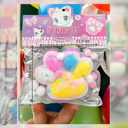 Jucarie Antistres Squishy, selexmo, cu Revenire Lenta, Squeeze Pinch Family, Model Cat Paw, 12.5x10.5 cm, 220g, Ambalaj Transparent, Model 4, Multicolor
