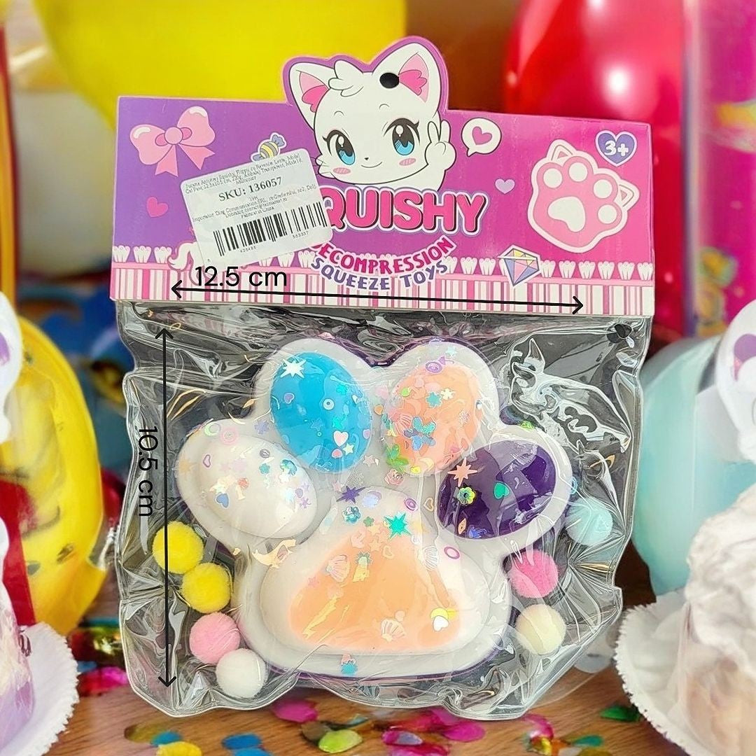 Jucarie Antistres Squishy, selexmo, cu Revenire Lenta, Squeeze Pinch Family, Model Cat Paw, 12.5x10.5 cm, 220g, Ambalaj Transparent, Model 8, Multicolor
