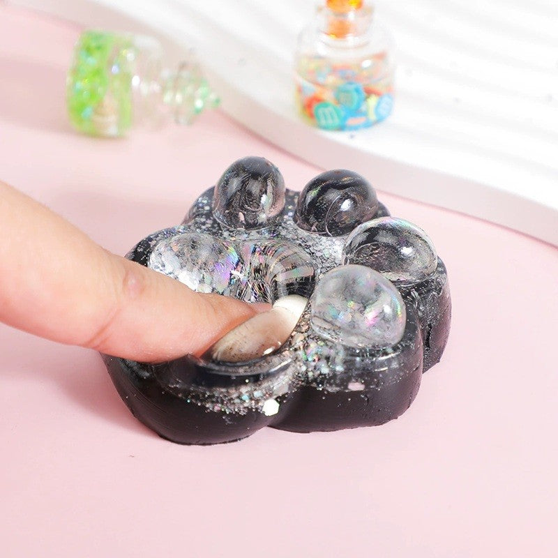Jucarie Antistres Squishy, selexmo, cu Revenire Lenta, Model Cat Paw, Squeeze Pinch Family, 6.5 x 6 cm, din Tpr, 4-6 Ani, Model 2 Figurine, Negru cu Insertii