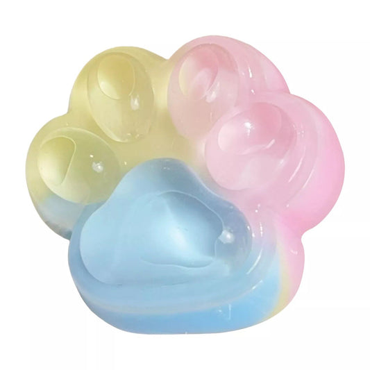 Jucarie Antistres Squishy, selexmo, cu Revenire Lenta, Squeeze Pinch Family, Model Cat Paw, 6.5 x 6 cm, din Tpr, 4-6 Ani, Model Curcubeu, Multicolor cu Insertii