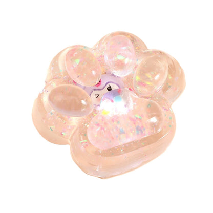 Jucarie Antistres Squishy, selexmo, cu Revenire Lenta, Squeeze Pinch Family, Model Cat Paw, 6.5 x 7 cm, din Tpr, 4-6 Ani, Model 1 Figurina, Transparent