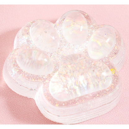Jucarie Antistres Squishy, selexmo, cu Revenire Lenta, Squeeze Pinch Family, Model Cat Paw, 6.5 x 7 cm, din Tpr, 4-6 Ani, Model 4 Sclipici, Transparent