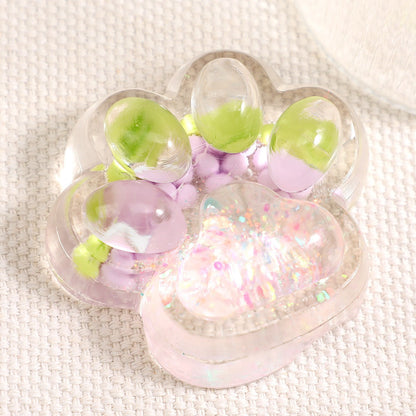 Jucarie Antistres Squishy, selexmo, cu Revenire Lenta, Squeeze Pinch Family, Model Cat Paw, 6.5 x 7 cm, din Tpr, 4-6 Ani, Model 5 Fructe, Transparent