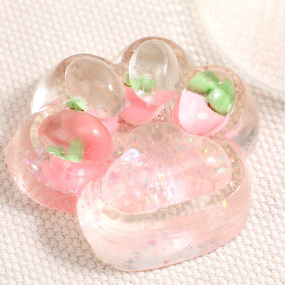 Jucarie Antistres Squishy, selexmo, cu Revenire Lenta, Squeeze Pinch Family, Model Cat Paw, 6.5 x 7 cm, din Tpr, 4-6 Ani, Model 5 Fructe, Transparent
