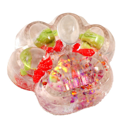 Jucarie Antistres Squishy, selexmo, cu Revenire Lenta, Squeeze Pinch Family, Model Cat Paw, 6.5 x 7 cm, din Tpr, 4-6 Ani, Model 5 Fructe, Transparent