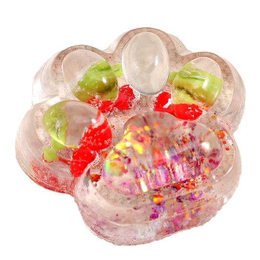 Jucarie Antistres Squishy, selexmo, cu Revenire Lenta, Squeeze Pinch Family, Model Cat Paw, 6.5 x 7 cm, din Tpr, 4-6 Ani, Model 5 Fructe, Transparent