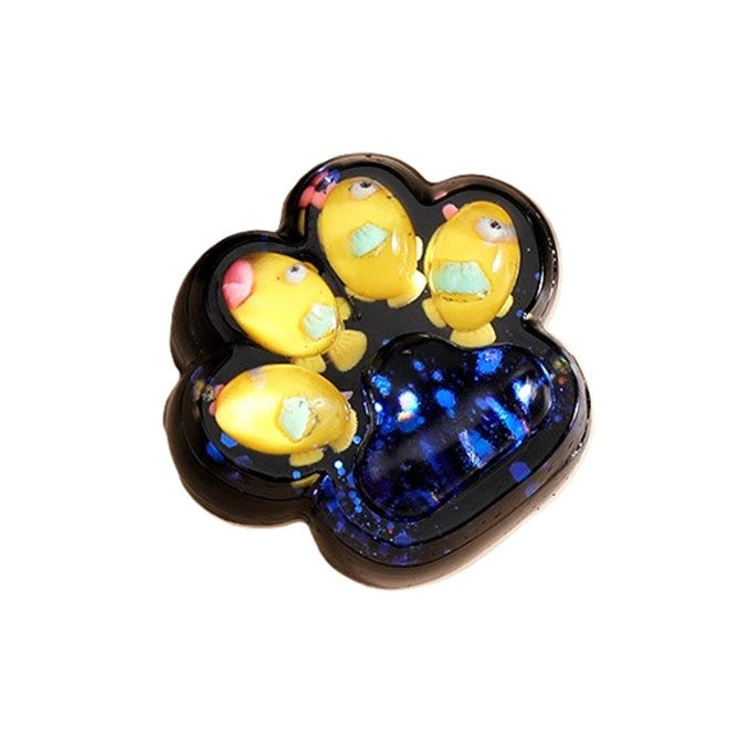 Jucarie Antistres Squishy, selexmo, cu Revenire Lenta, Squeeze Pinch Family, Model Cat Paw, 6.5 x 6 cm, din Tpr, 4-6 Ani, Model 1 Pestisori, Negru cu Insertii