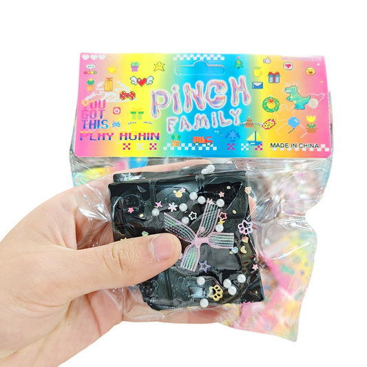 Jucarie Antistres Squishy, selexmo, cu Revenire Lenta, Squeeze Pinch Family, Model Cuburi de Ciocolata, Neagra
